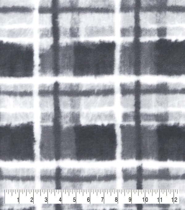 Black   White Spooky Plaid Anti Pill Fleece Fabric - Image 2